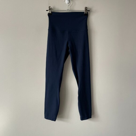 Lululemon 2022 Align Crop 23" High Rise Pull On Yoga Leggings True Navy Blue 2 - Picture 2 of 9